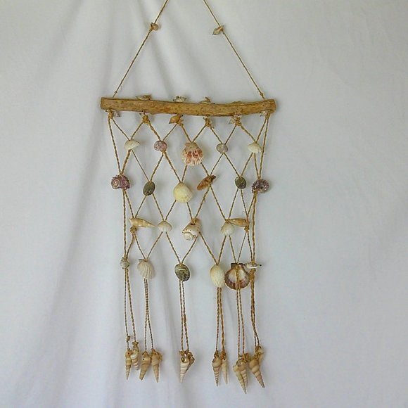 Wall Window Hanging Jute Shells Driftwood - Picture 1 of 4